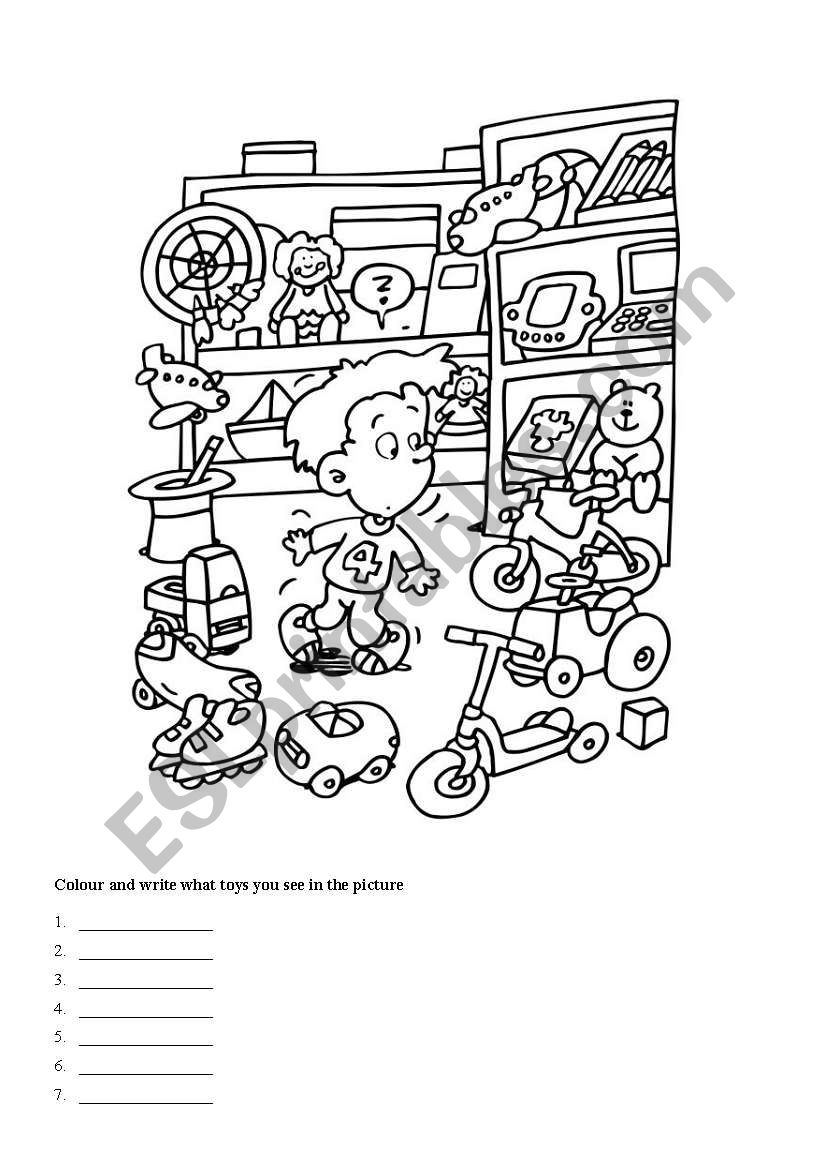 Toys (colouring and vocabulary)