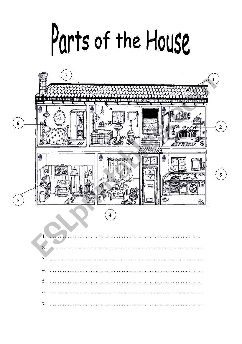 Parts of the house worksheet