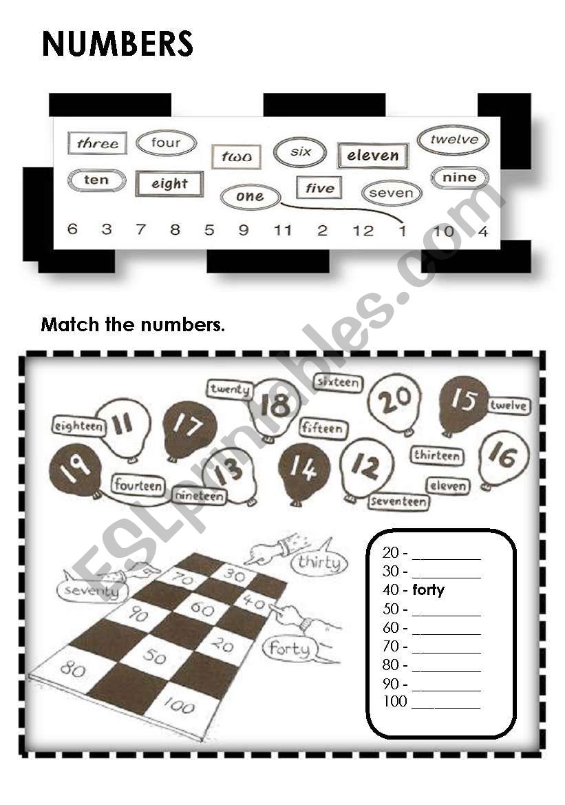 NUMBERS worksheet