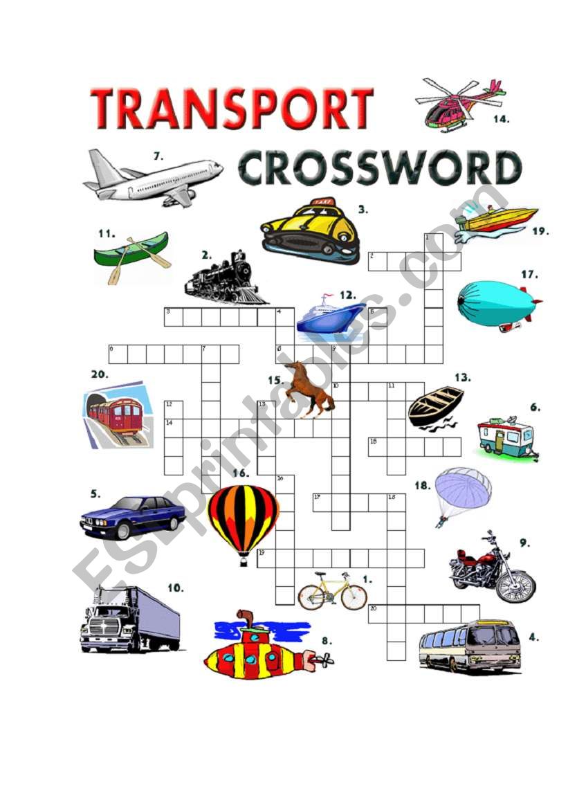 TRANSPORT CROSSWORD worksheet