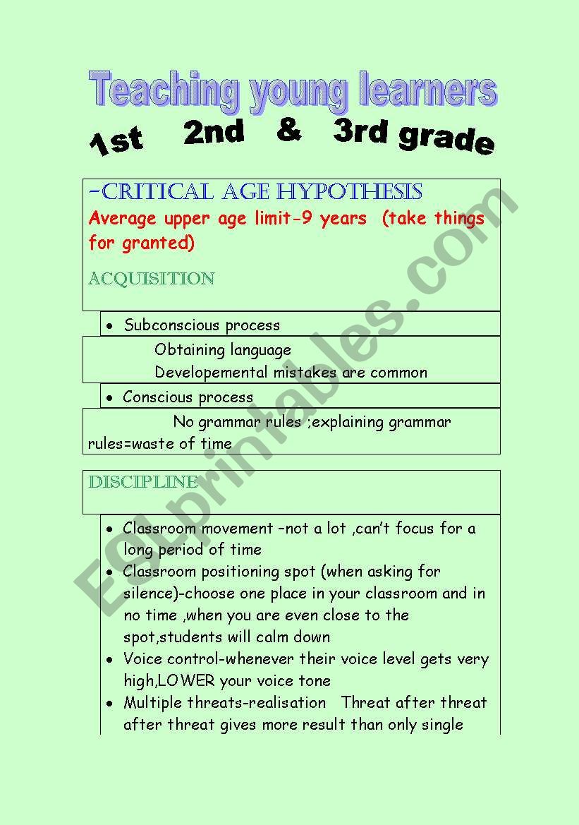 Teaching young learners worksheet