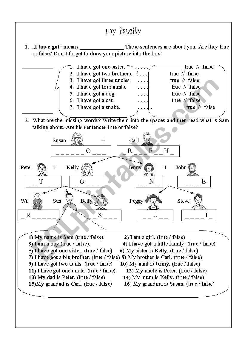 Family worksheet