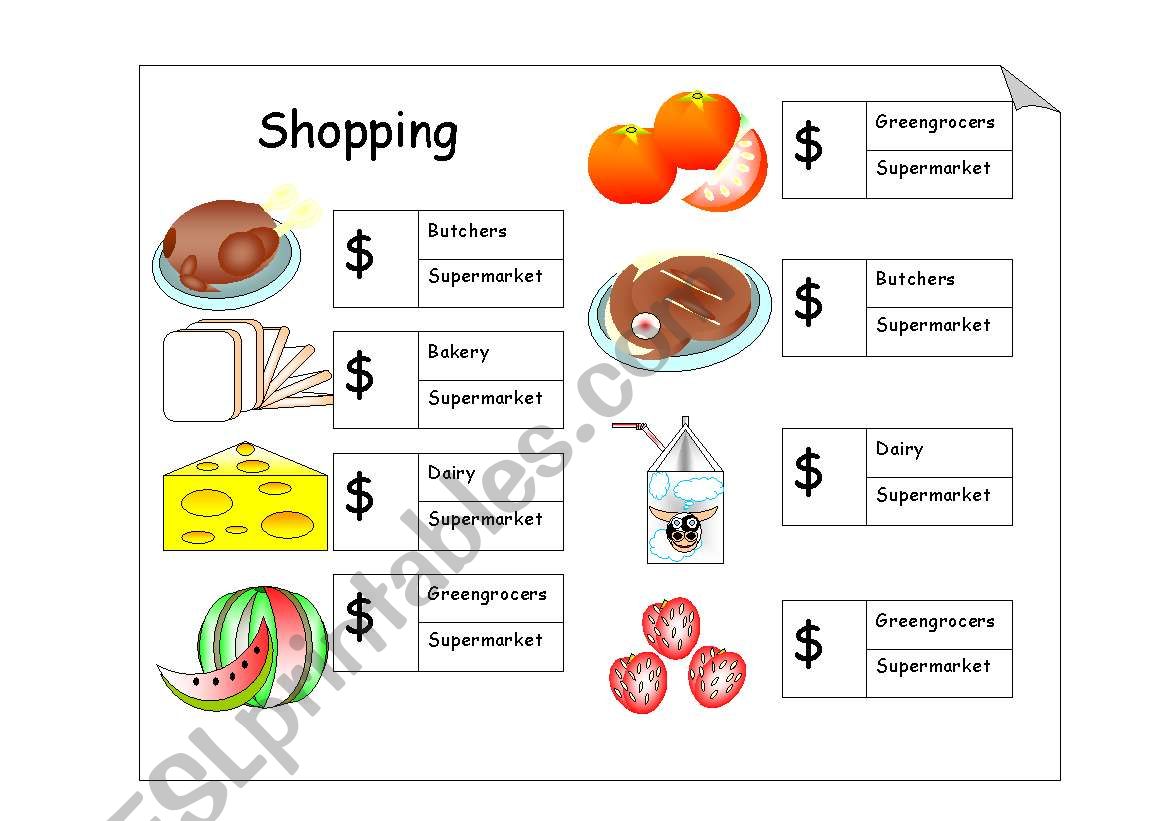 Shopping worksheet