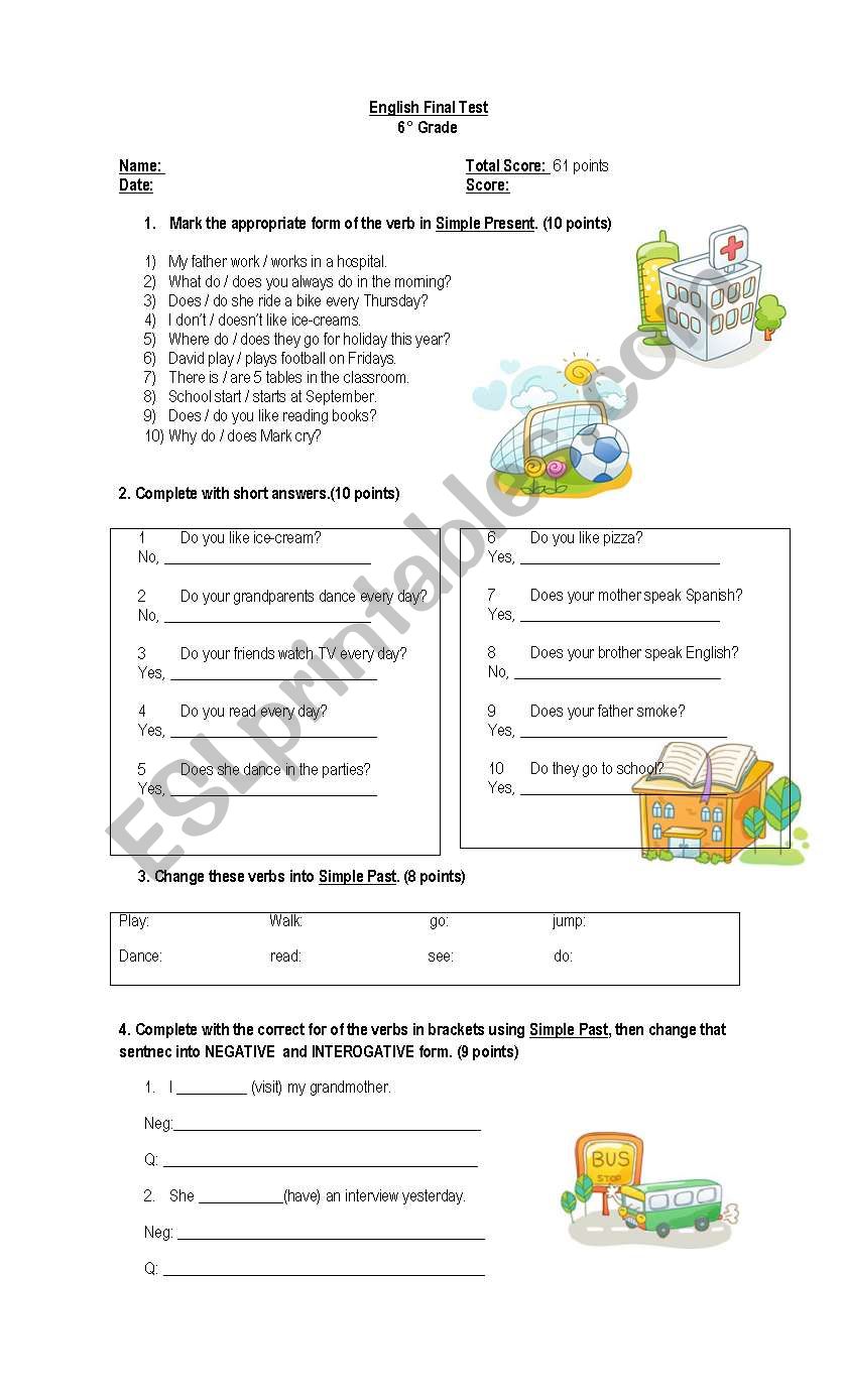 Grammar Test worksheet