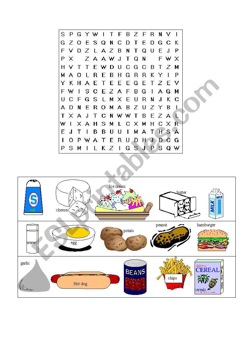 Food - word search worksheet