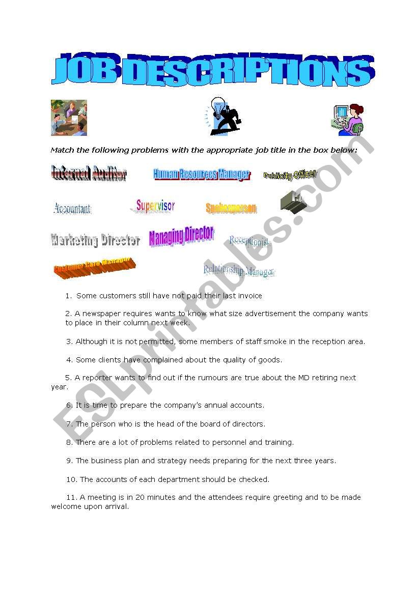 Job Description Worksheet worksheet