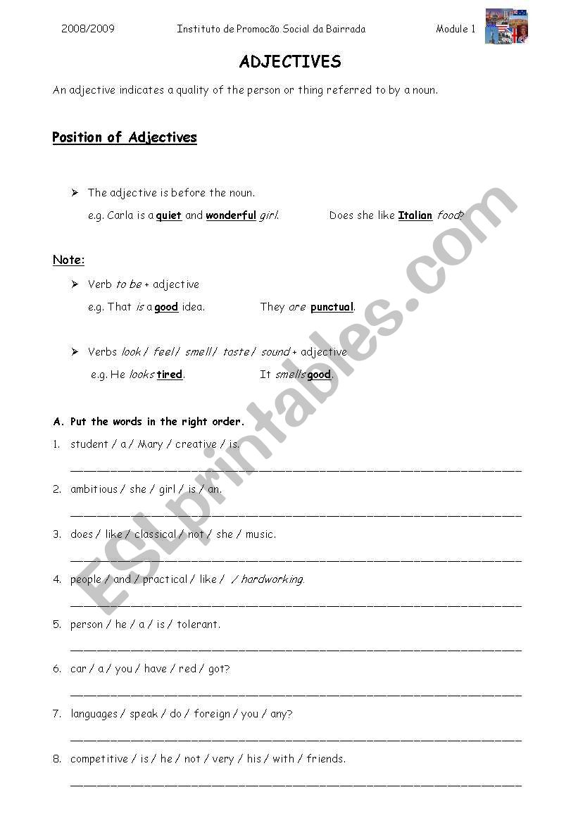 adjectives worksheet
