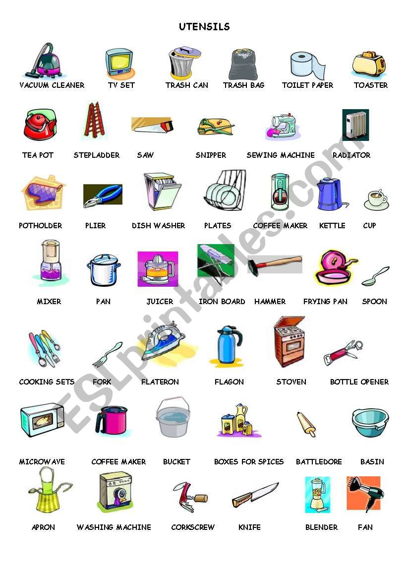 UTENSILS worksheet