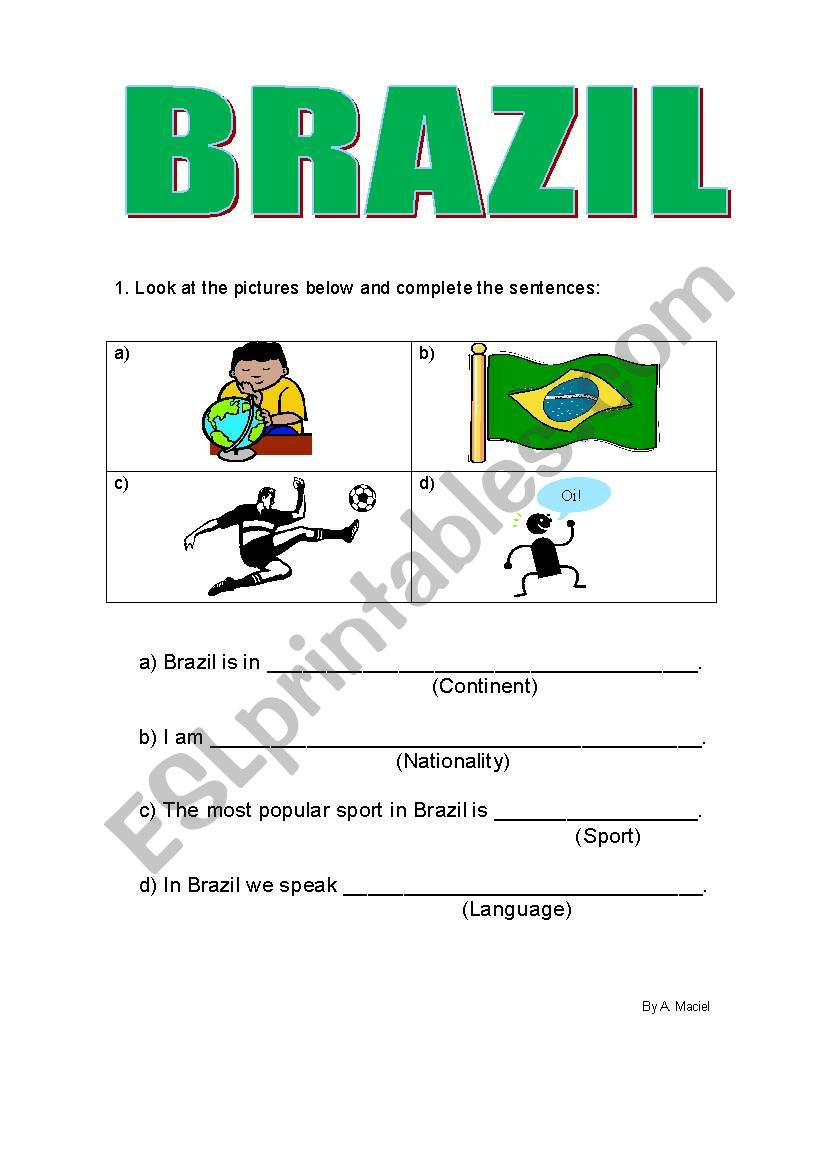 BRAZIL - Guided Writing 1 worksheet