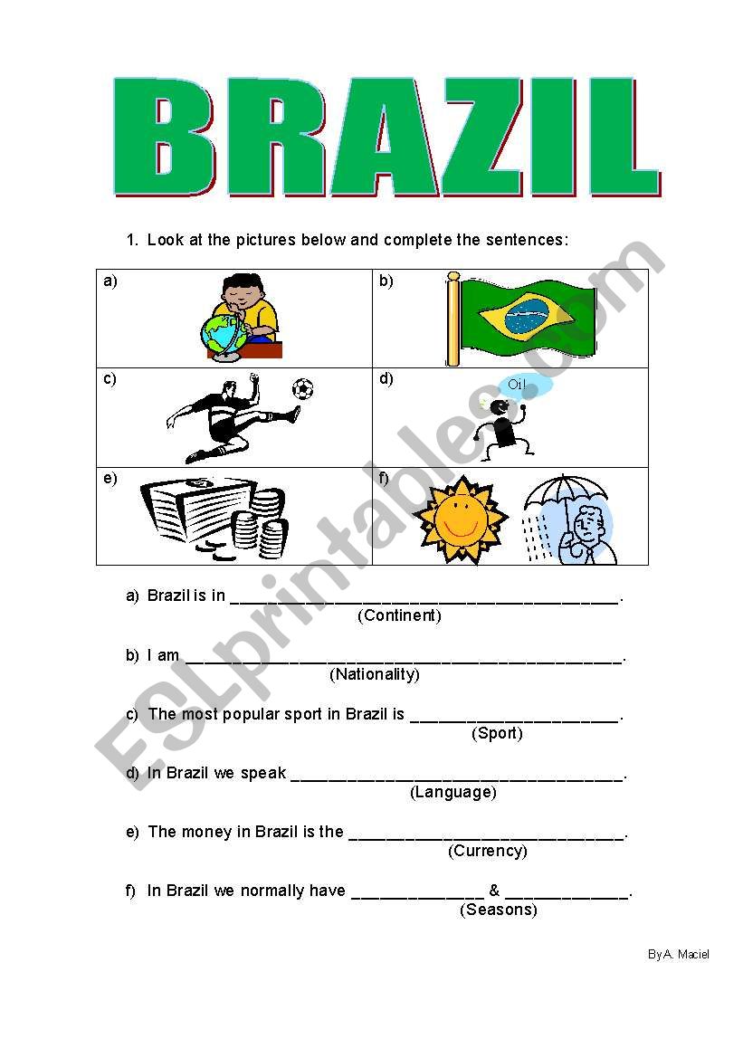 Esl Brazil English Worksheets Lessons