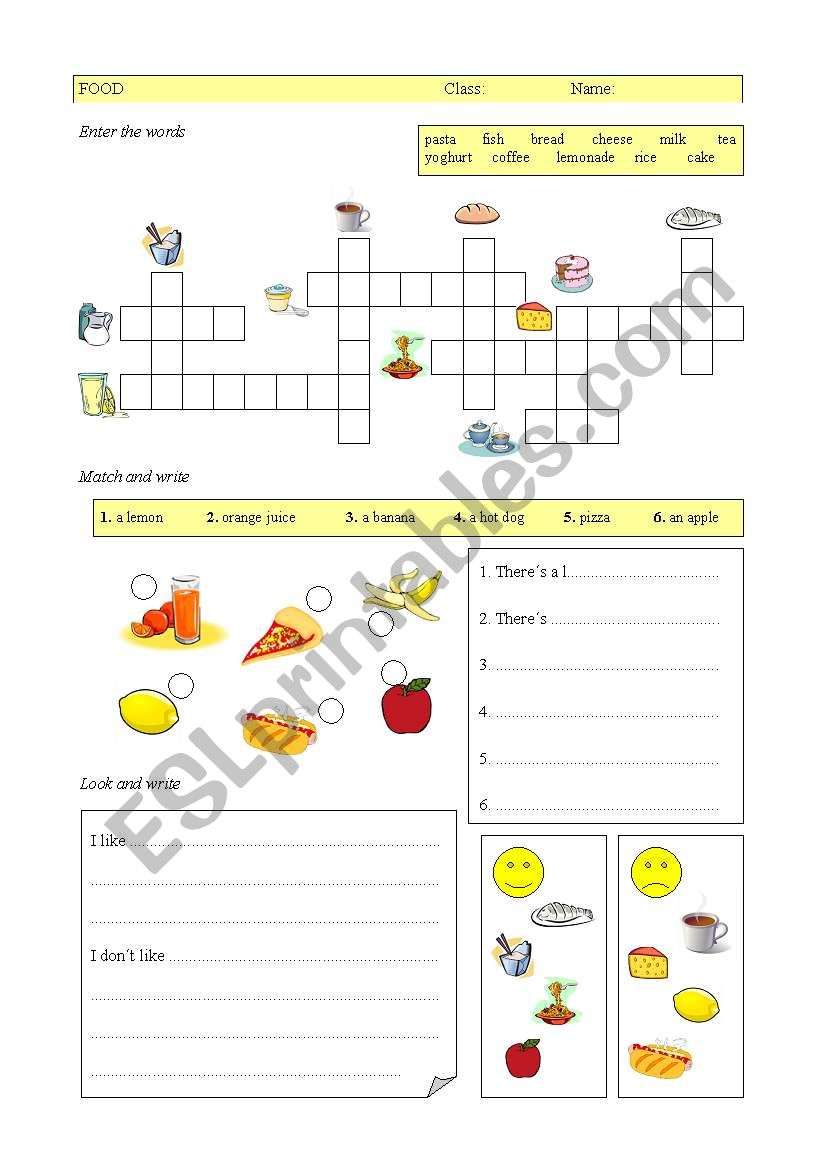 Food + I like/I donÂ´t like worksheet