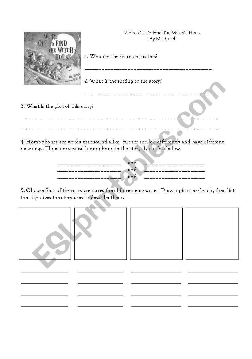 Were Off to Find the Witchs House Comprehension Worksheet (Use with Book)