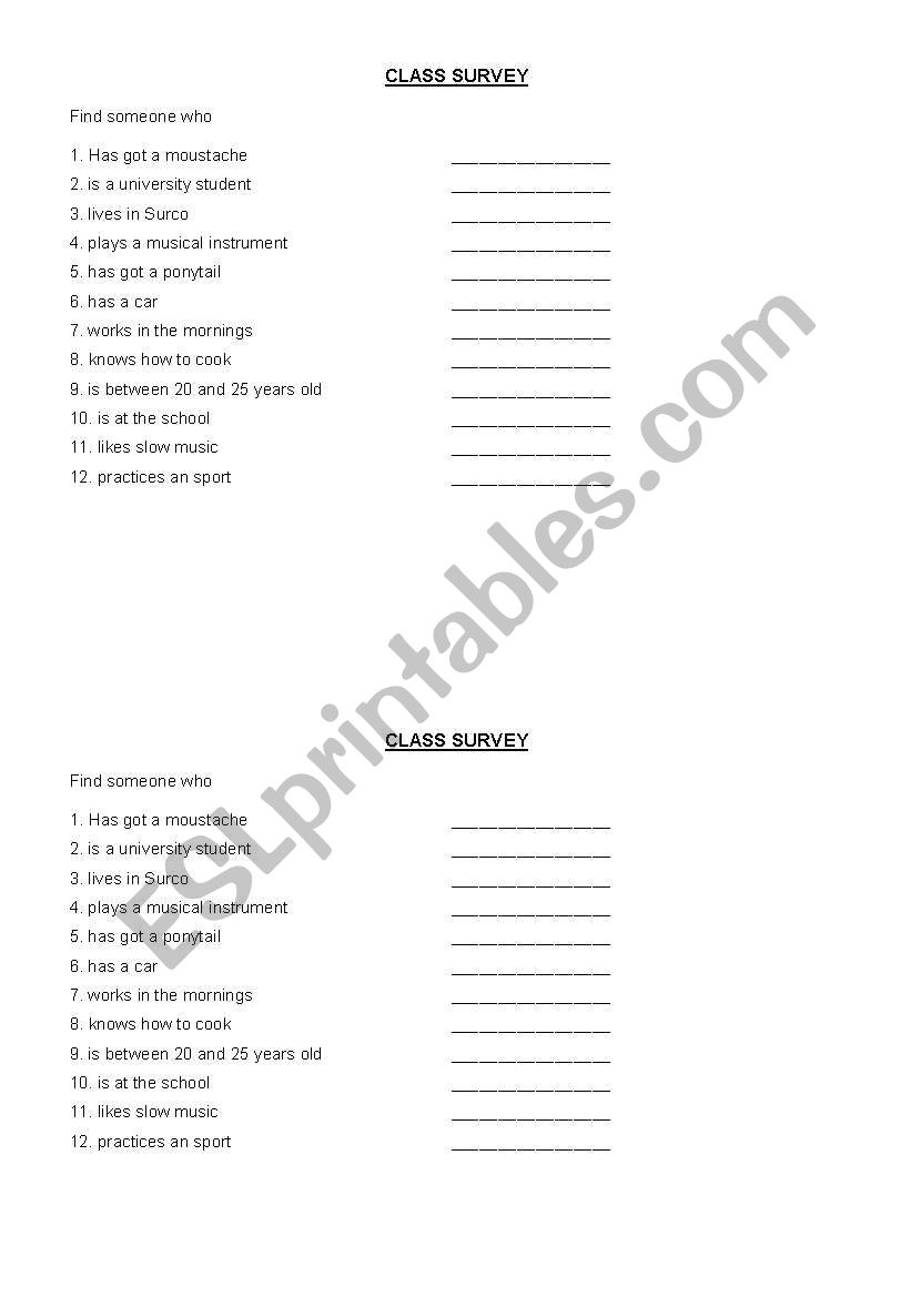 Ice breaker worksheet