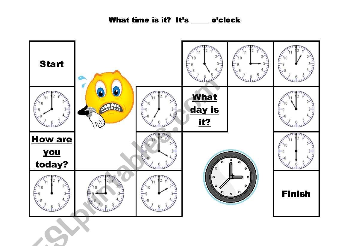 What time is it? board game. worksheet