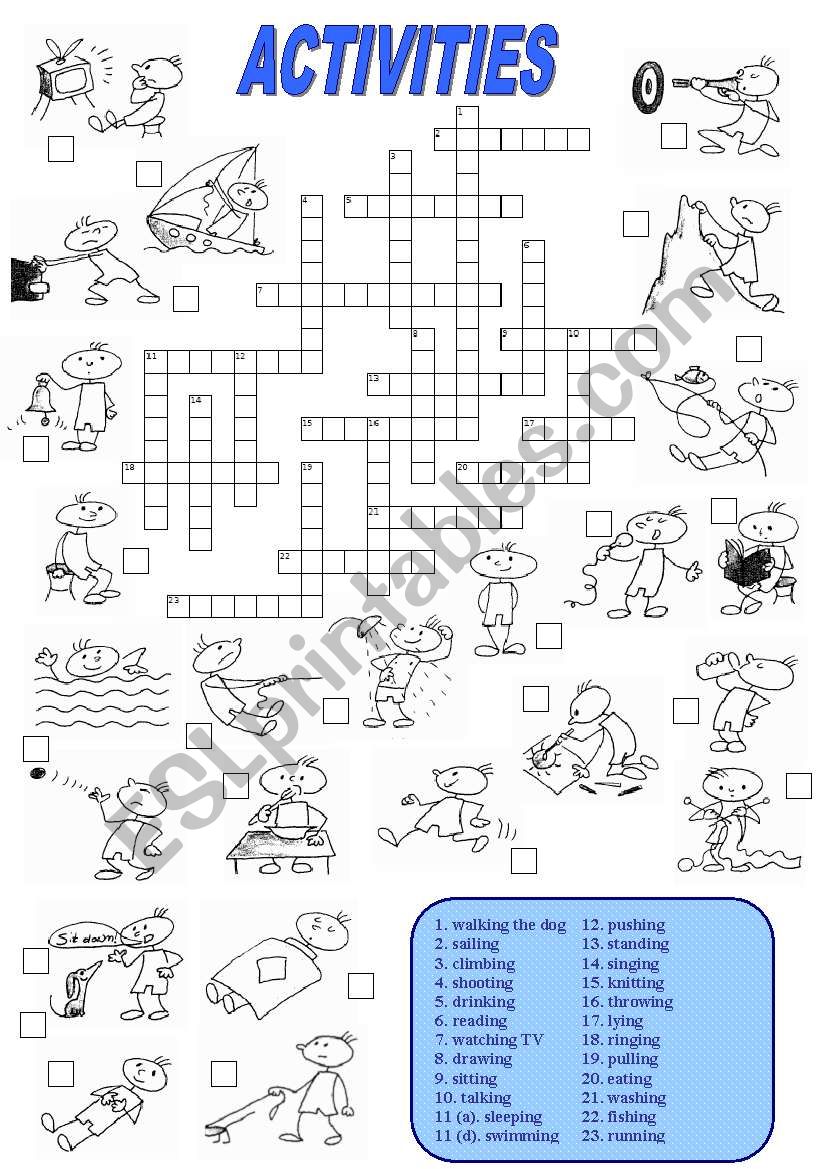 Activities Crossword (1 of 2) worksheet