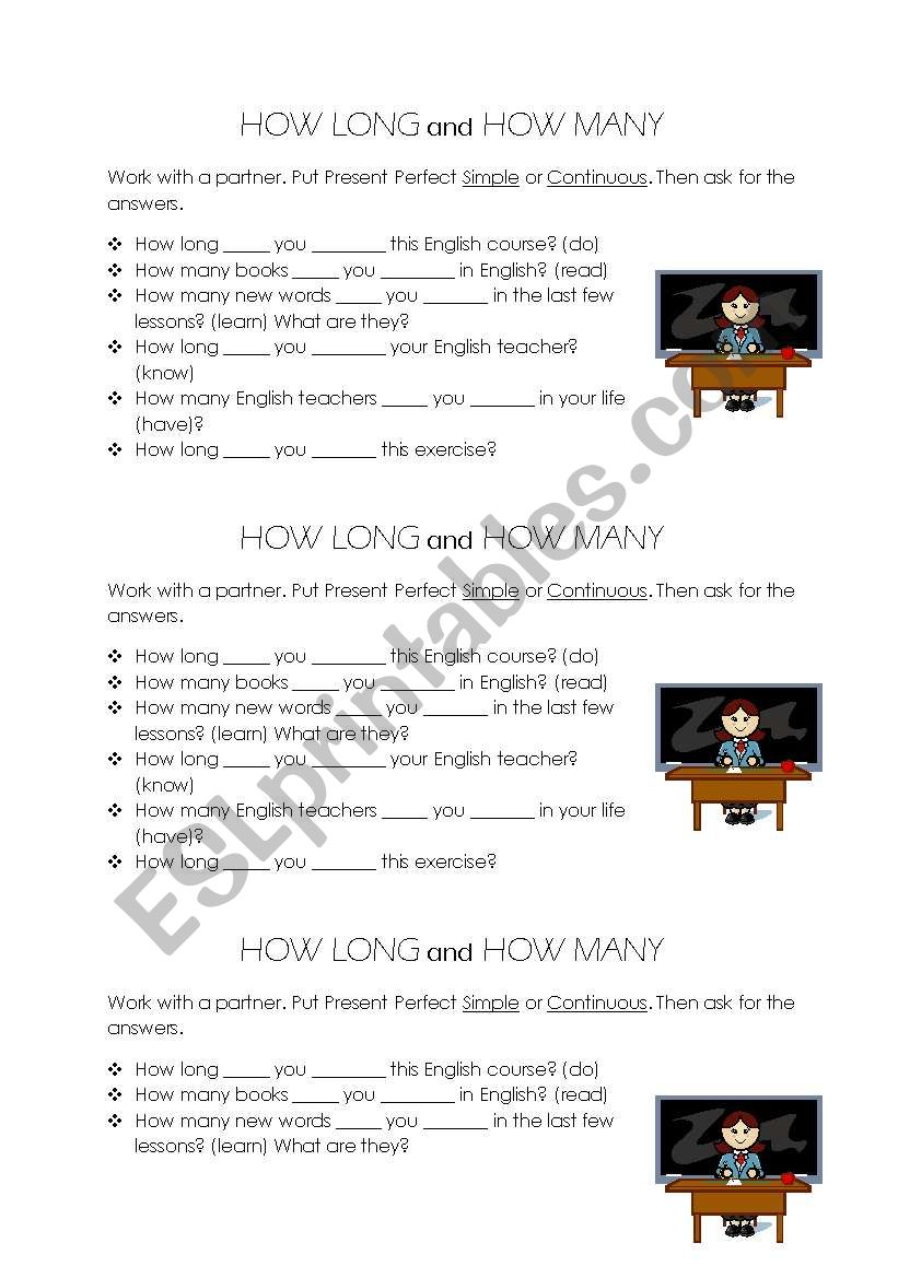 how long and how many worksheet