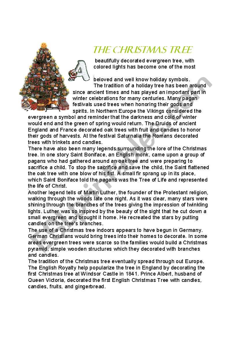 THE CHRISTMAS TREE worksheet