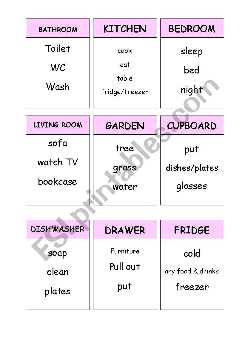 Taboo with House Vocabulary worksheet