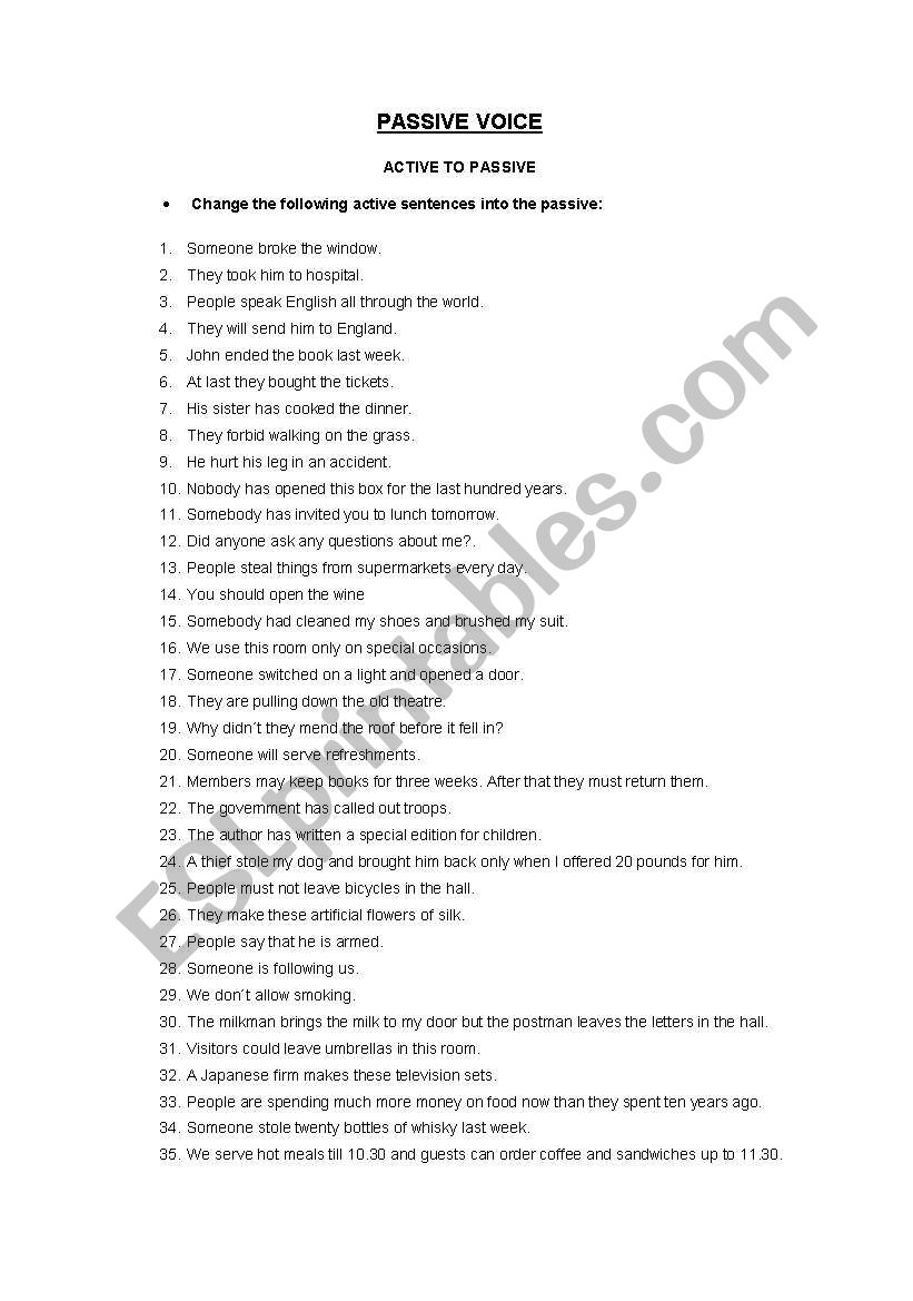 PASSIVE VOICE worksheet