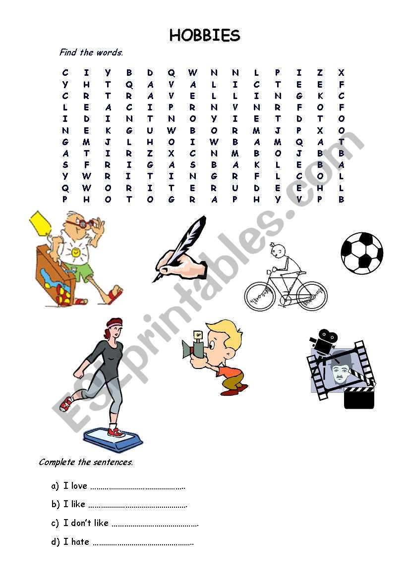 Hobbies 2 worksheet