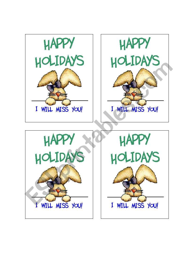 Happy Holidays Card worksheet