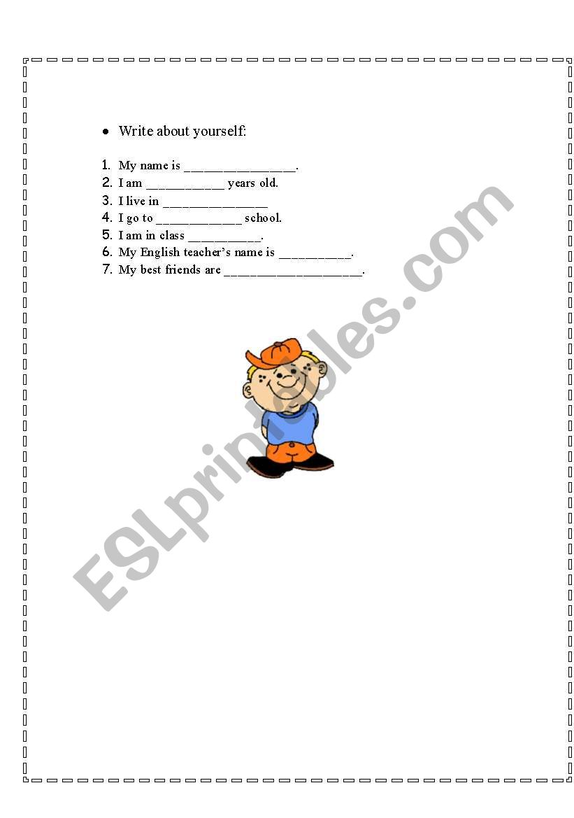 Write about yourself worksheet