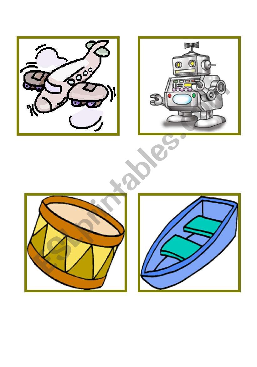 toys flash cards worksheet