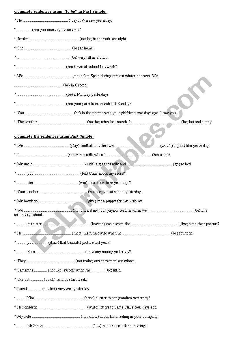 PAST SIMPLE worksheet