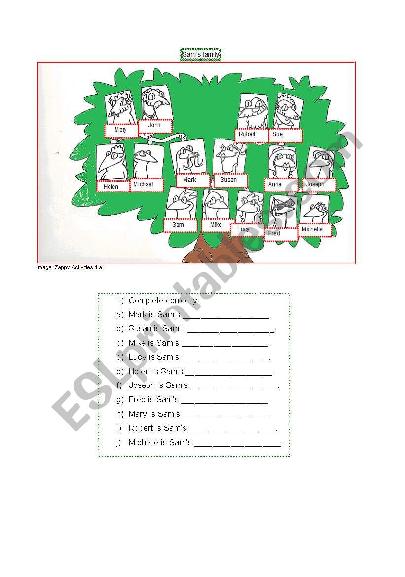 Family tree worksheet