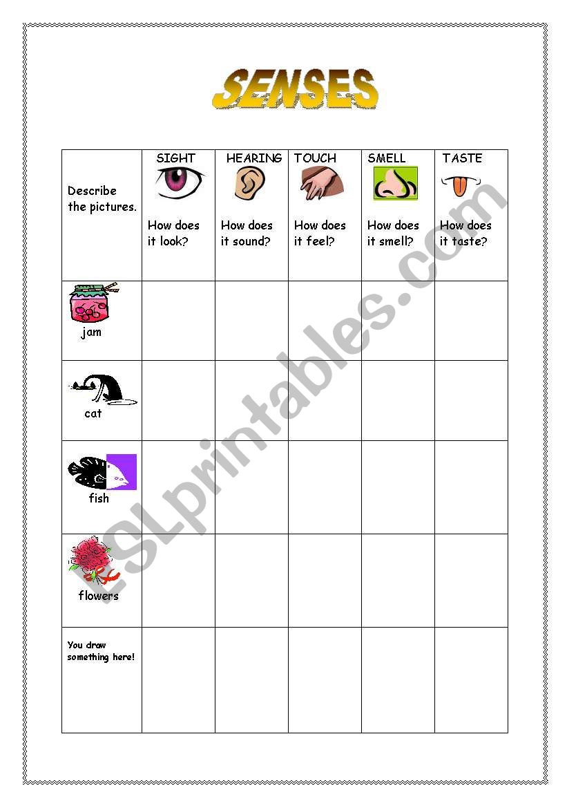 5 SENSES - ESL worksheet by Greenrose