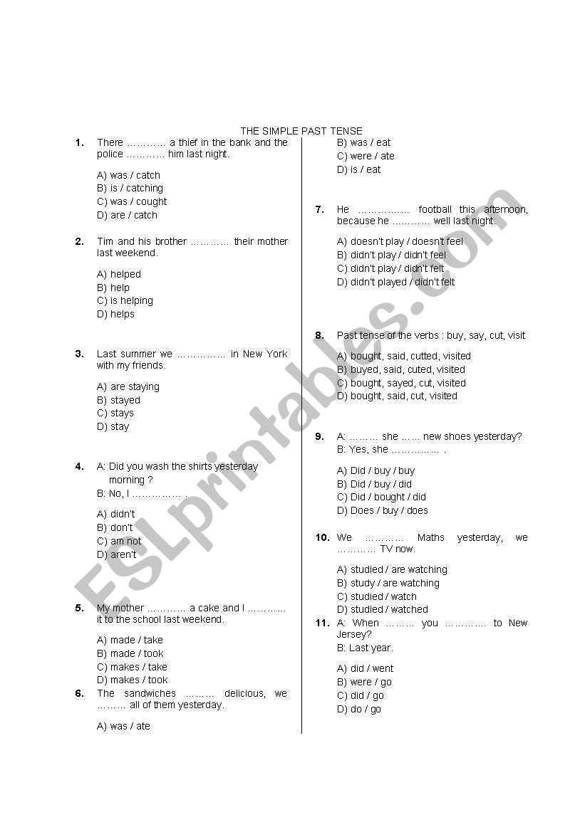 Past Smple worksheet