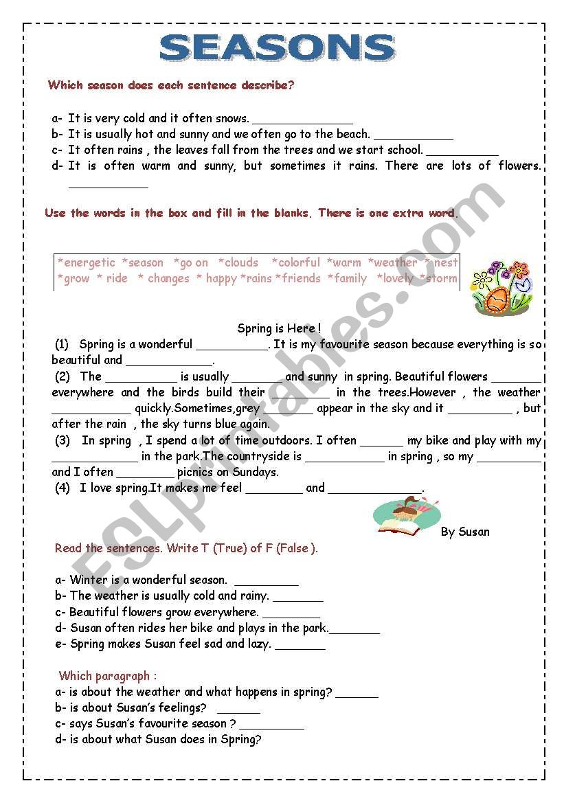 SEASONS worksheet