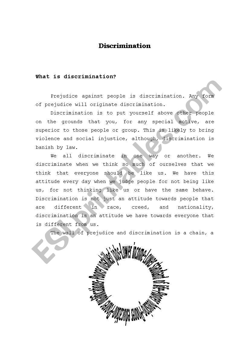 Discrimination worksheet