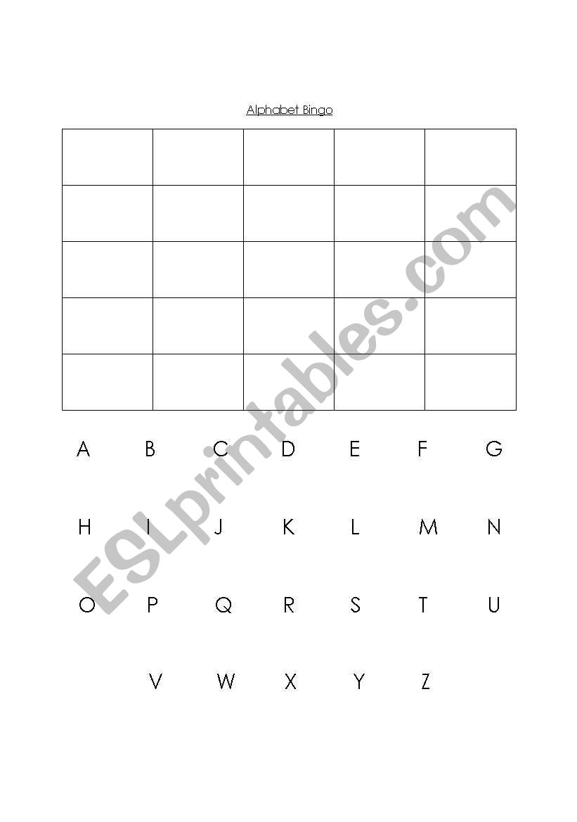 Alphabet Bingo worksheet