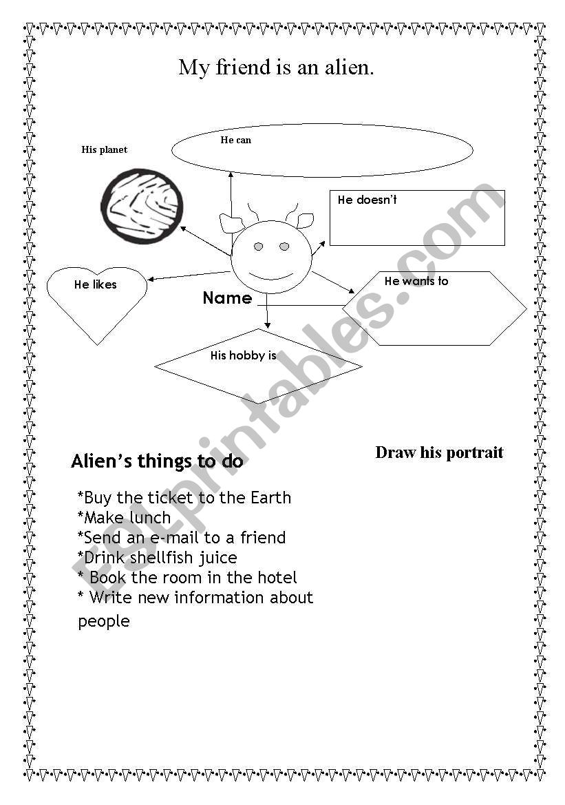 My friend is an alien worksheet