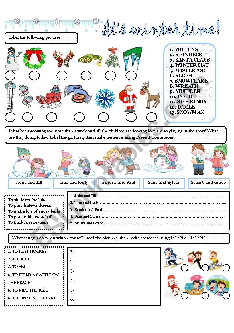ITS WINTER TIME! worksheet