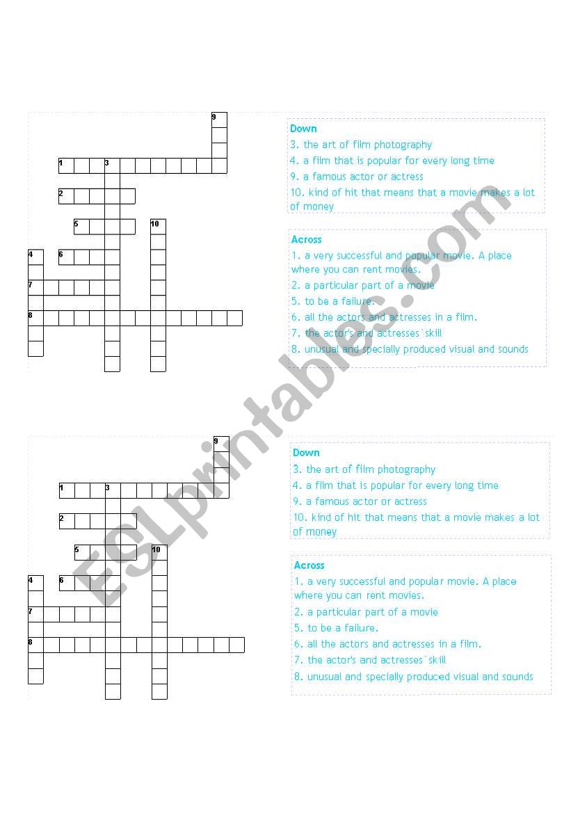 movie vocabulary worksheet