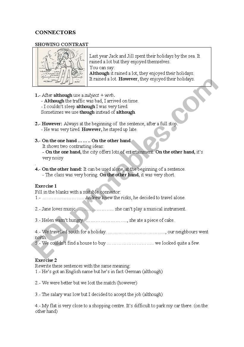 CONNECTORS: Showing contrast worksheet