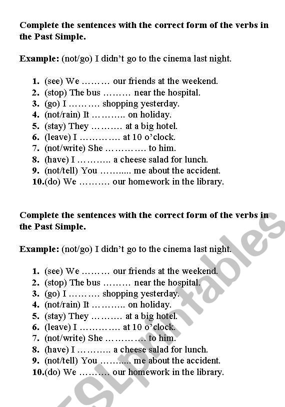 Past Simple worksheet