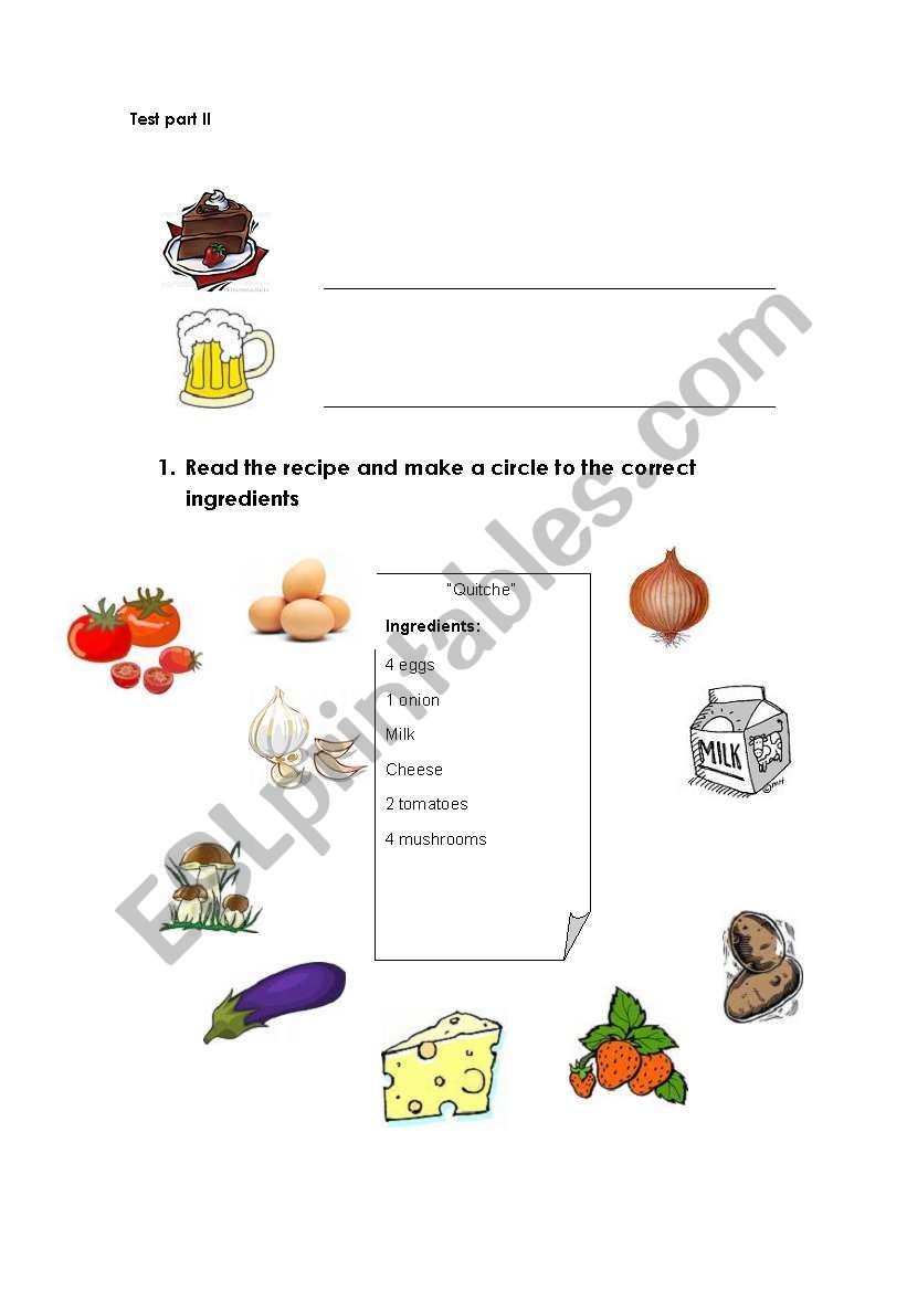 food and restaurant part II worksheet