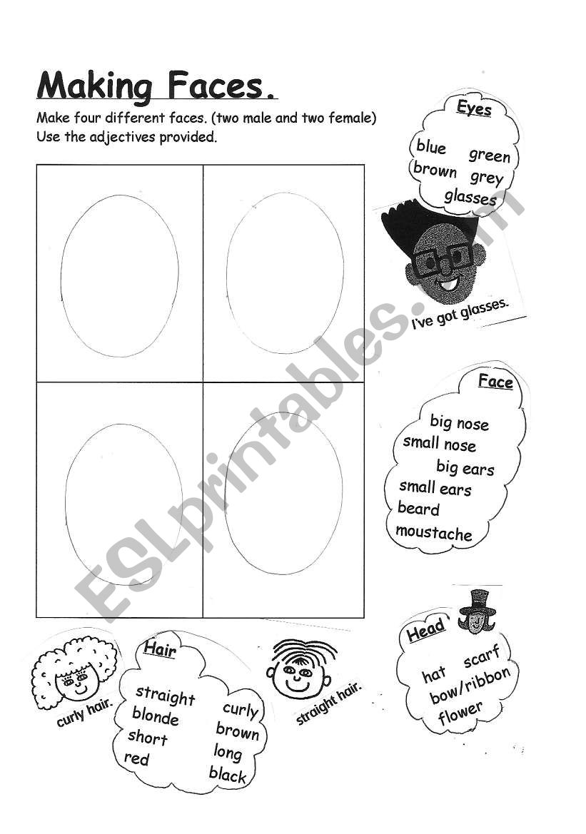 Drawing faces worksheet