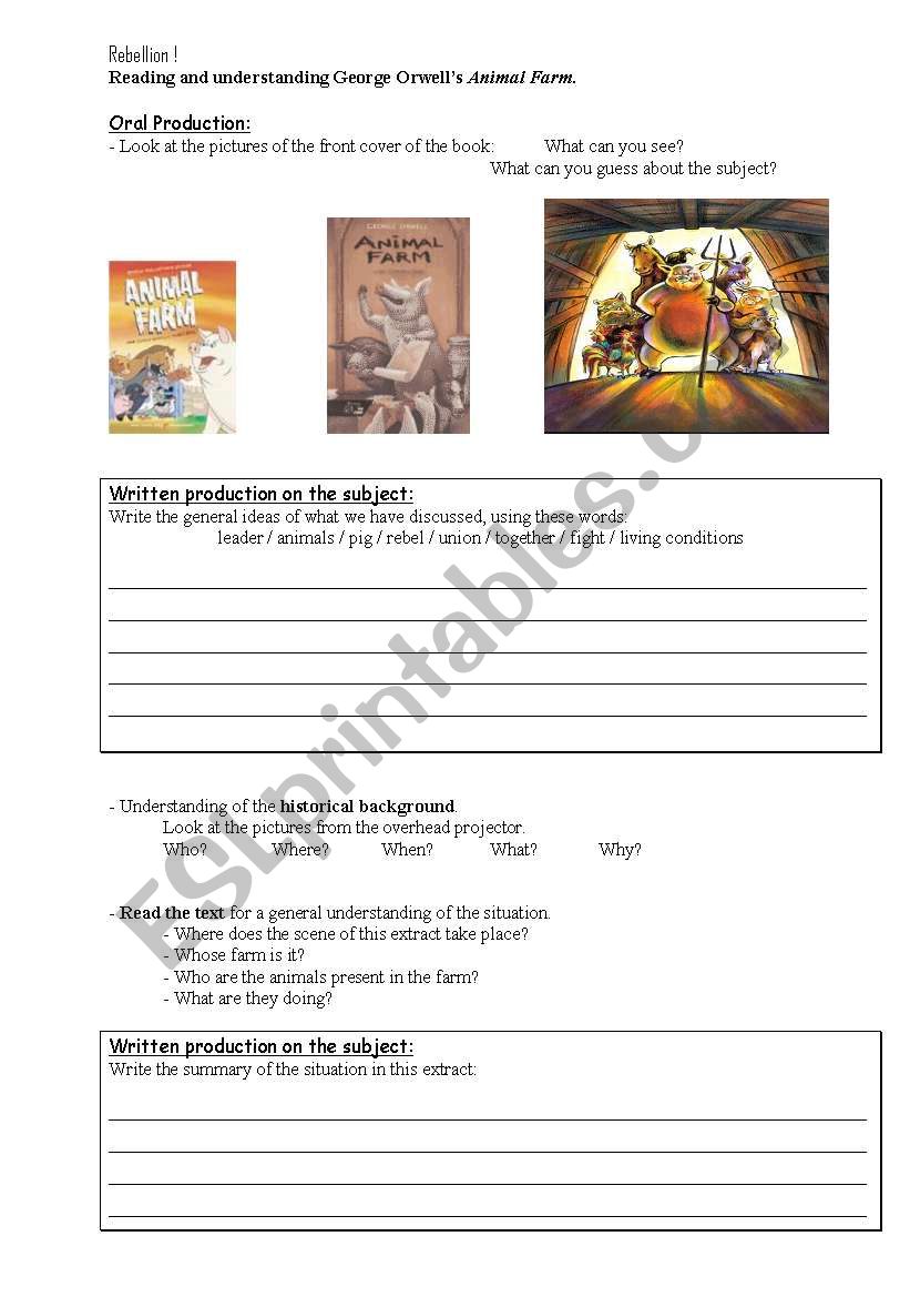 Animal Farm Rebellion worksheet