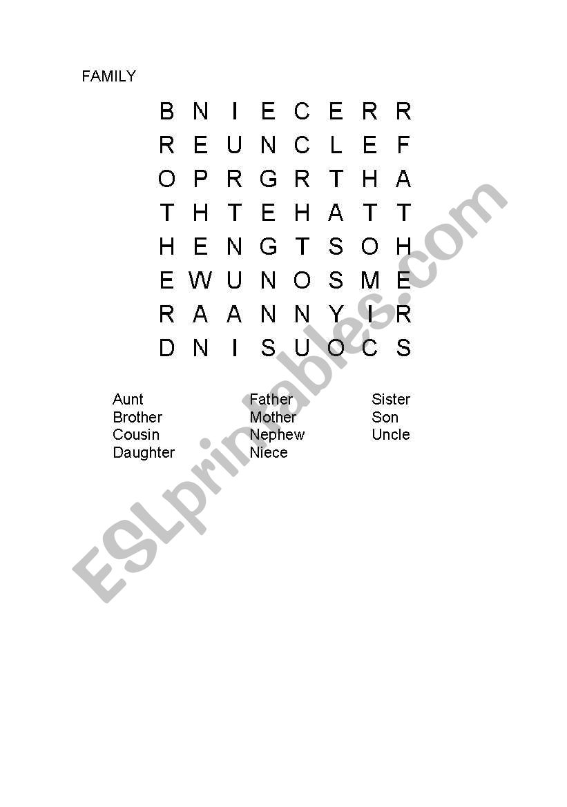 FAMILY PUZZLE worksheet