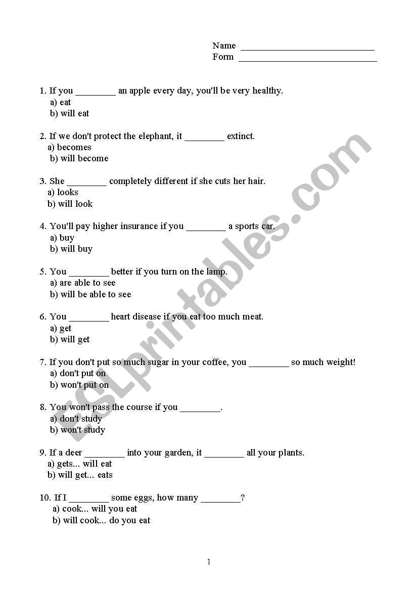 if - sentences worksheet