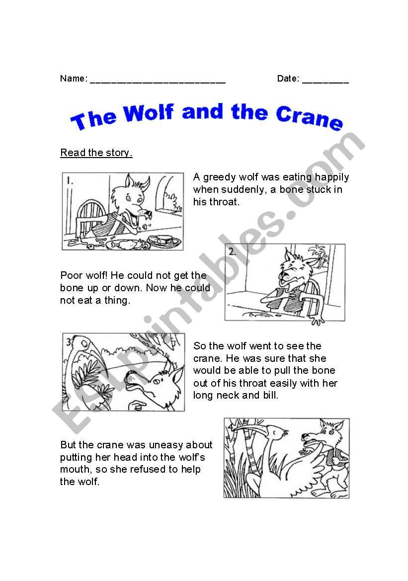 The Wolf and the Crane worksheet