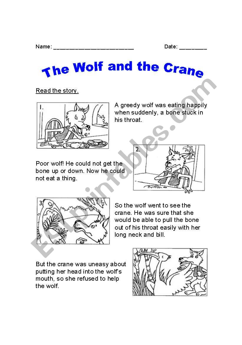 The Wolf and the Crane worksheet