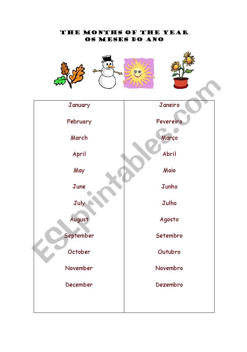 The months of the year worksheet