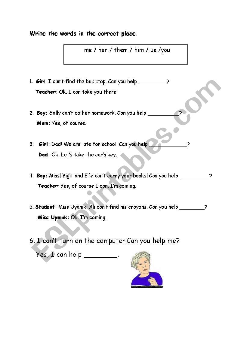 object pronouns worksheet