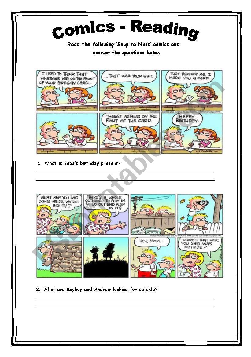 Comics - Reading Activity 3 worksheet