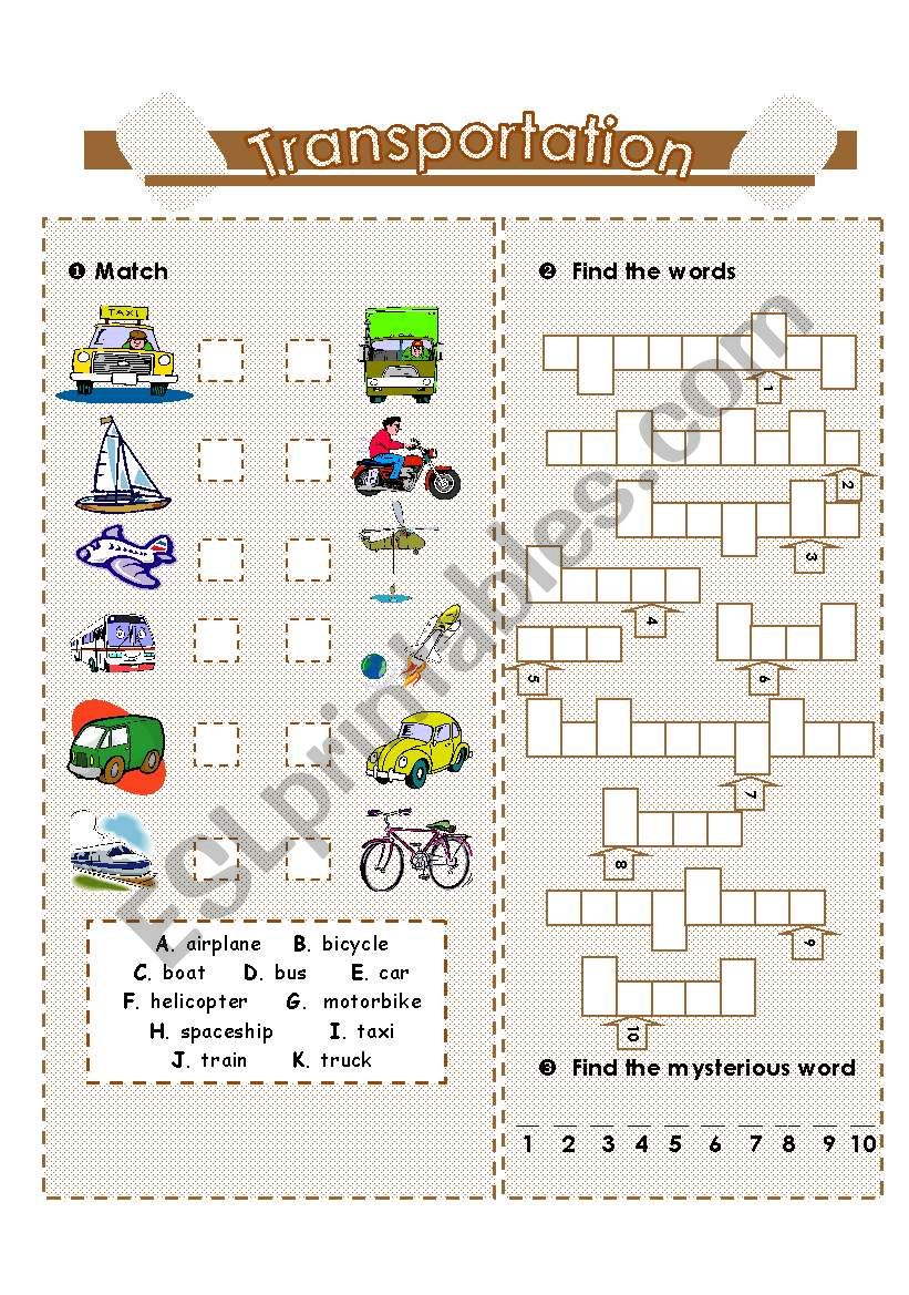 transportation worksheet